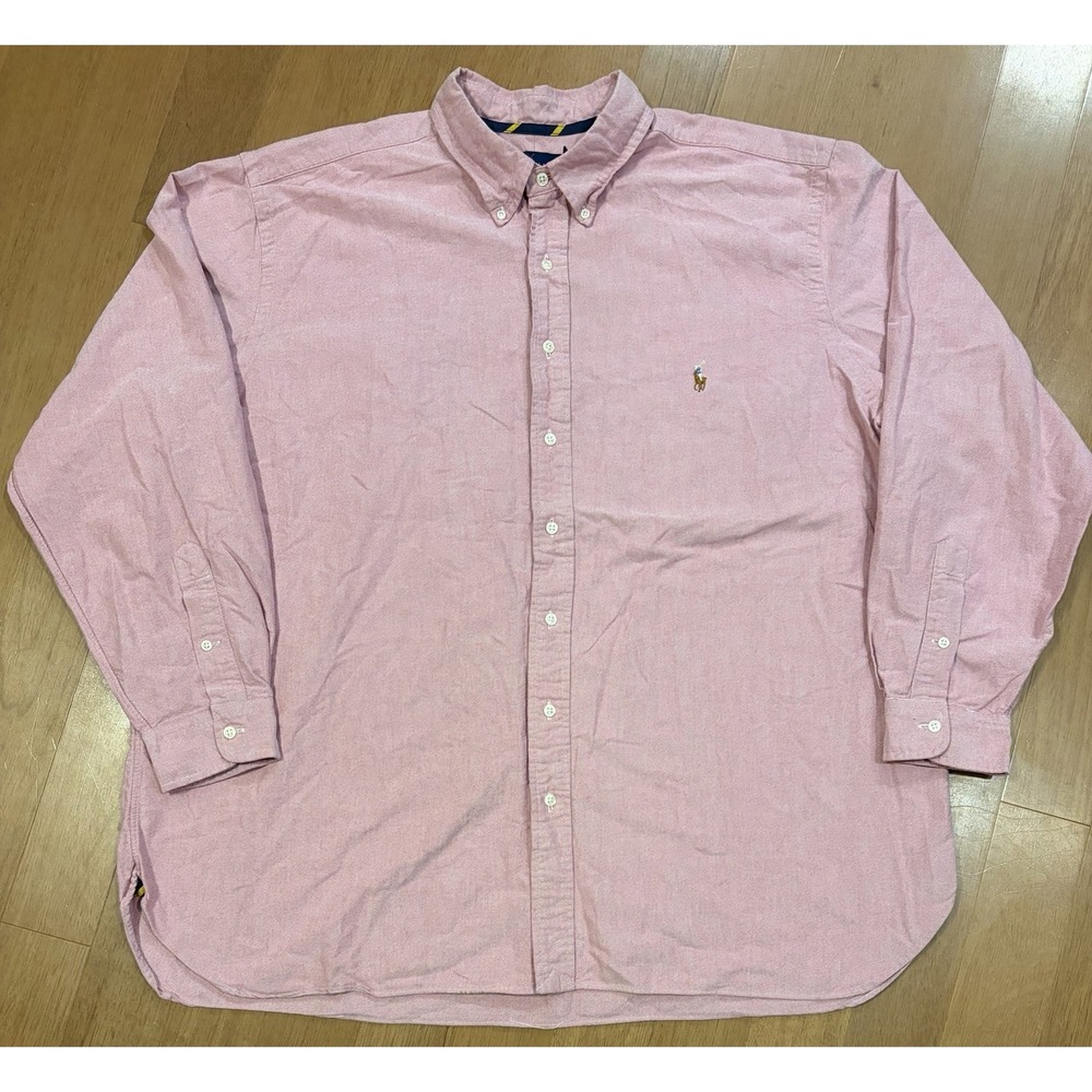 Polo Ralph Lauren Mens 2XB Pink Oxford Button Down Shirt Long Sleeve Flesh Pony